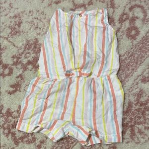 WORN ONCE CARTERS MULTICOLOR STRIPED ROMPER WITH BOW 12 months